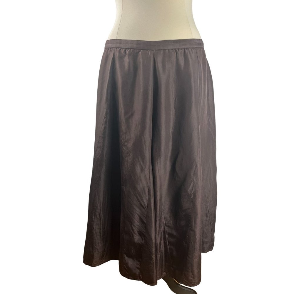 Elevated Boho CHICO'S 100%Silk Coco Brown Maxi 100% Silk Skirt in Women's Size 2
